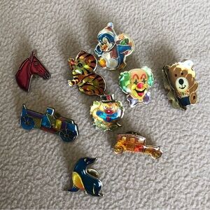 Kids Enamel Circus & Animal Pin Lot – Set of 9
